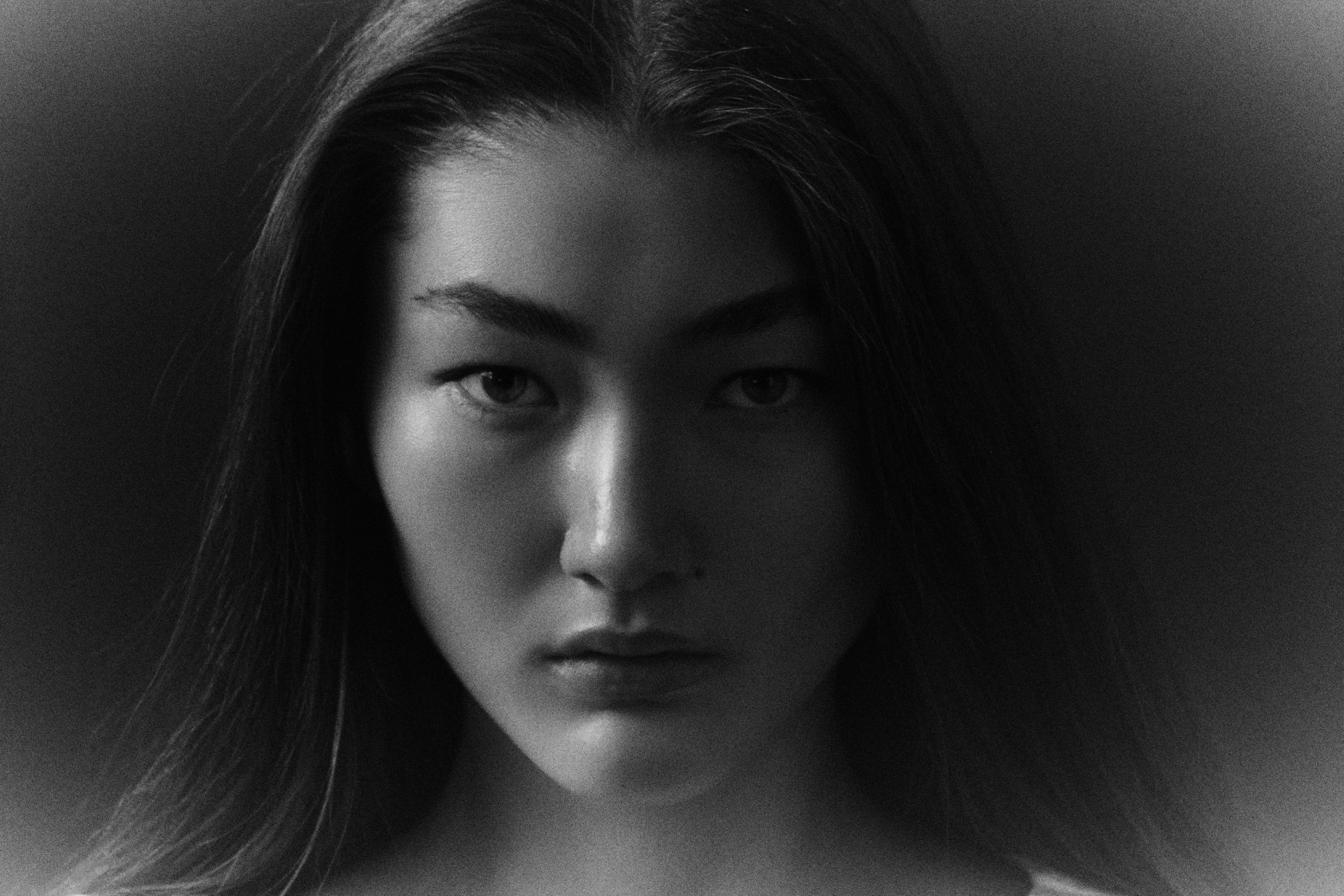 Monochrome close beauty portrait