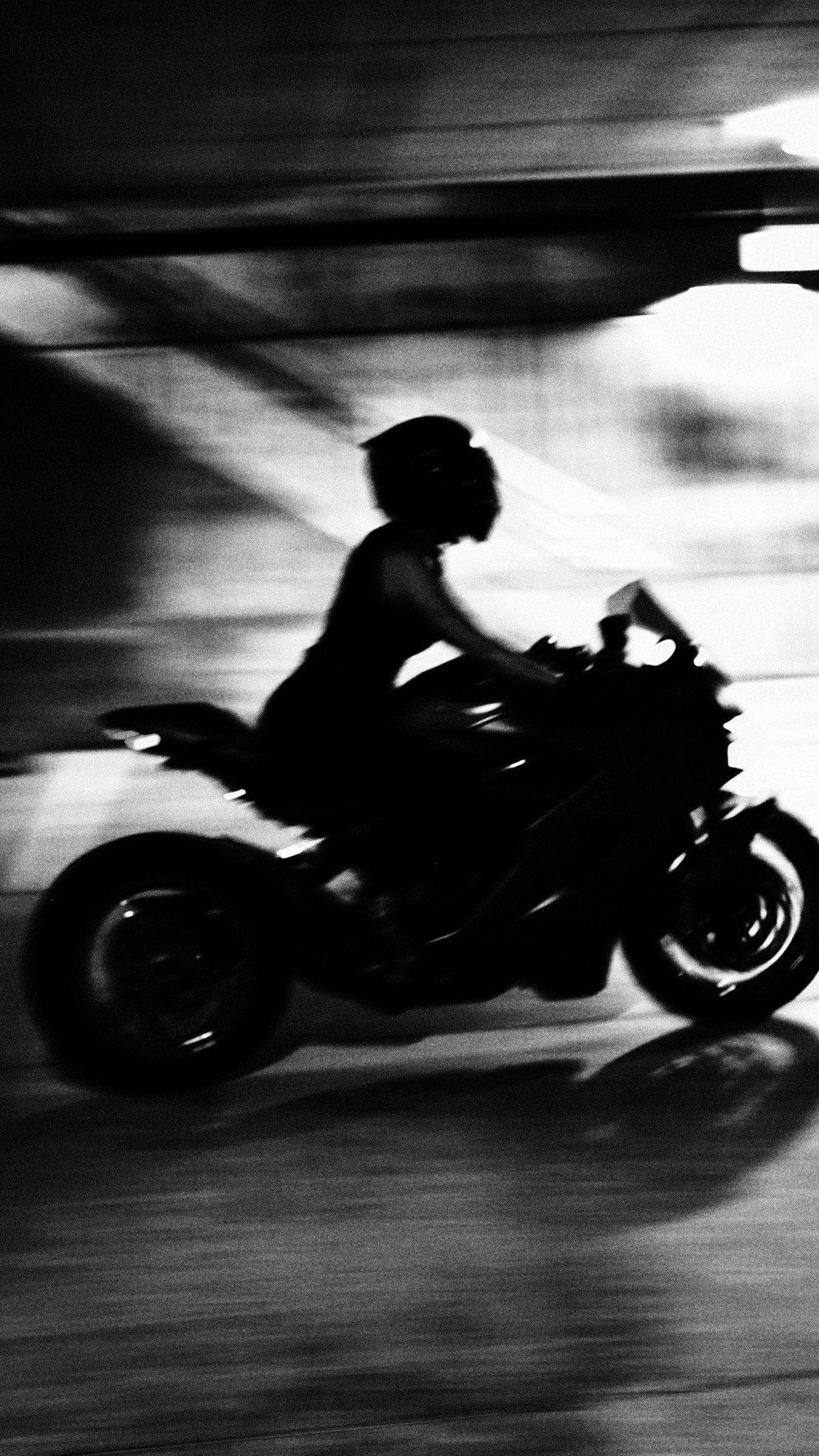 Motorcycle and rider in motion
